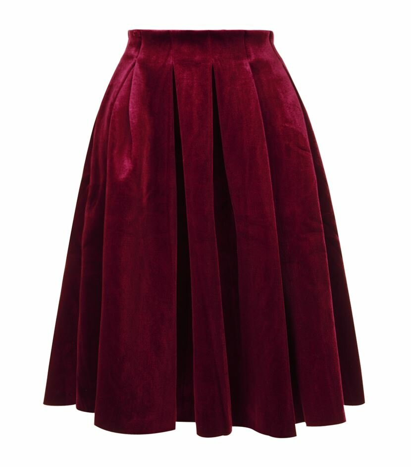 Donna | Maje Janice Pleated Velvet Skirt